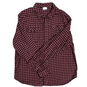 COLUMBIA Men's Red Plaid Flannel Long Sleeve Shirt Shirt XL